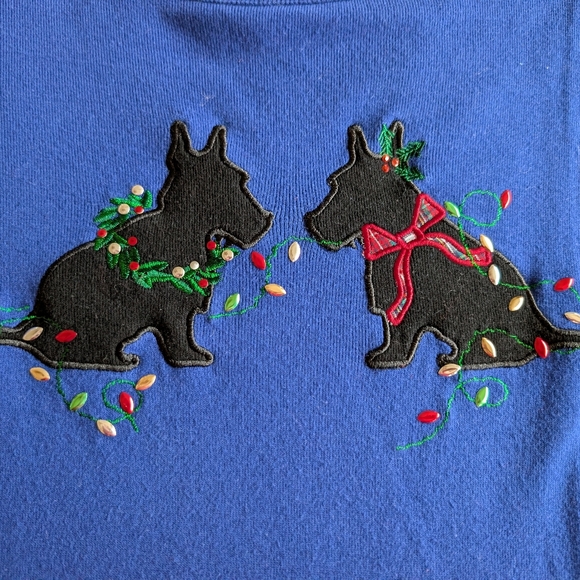Karen Scott Tops - Royal Blue Scotty Scottish Terrier Dogs Top Sparkle XL Karen Scott